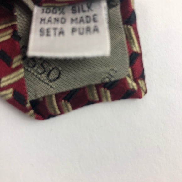 Tesoro Rosso Mens Tie, Red Silk - Picture 5 of 7